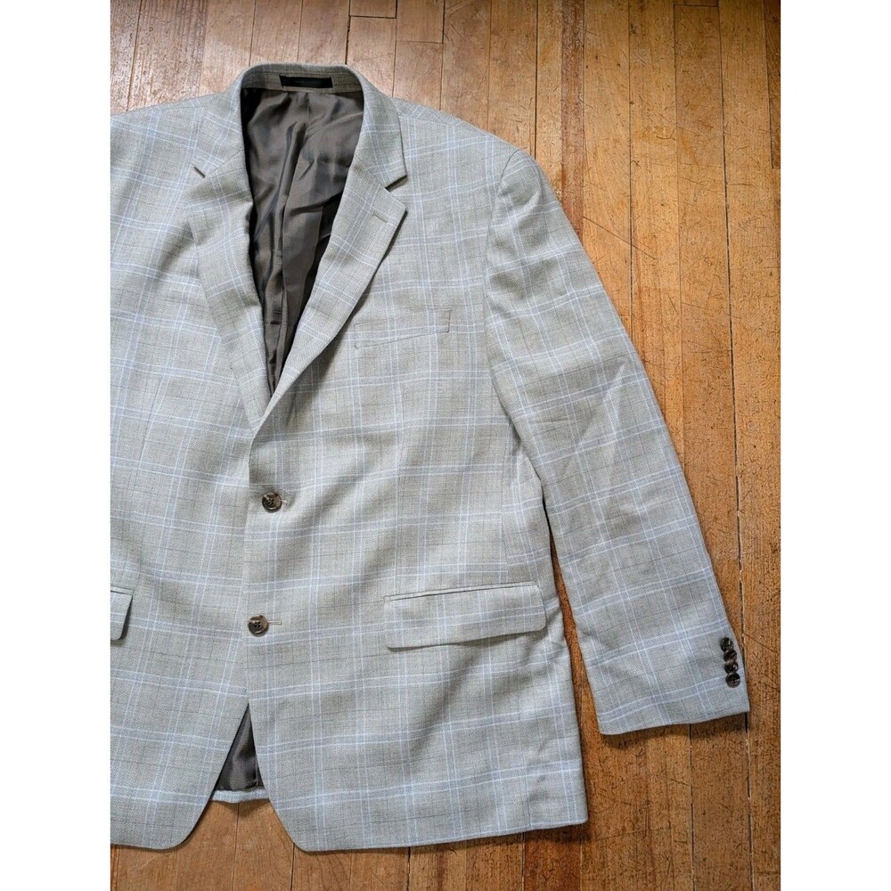 48R Michael Kors Brown Plaid Windowpane Rayon-Blend Sport Coat Blazer Jacket XXL